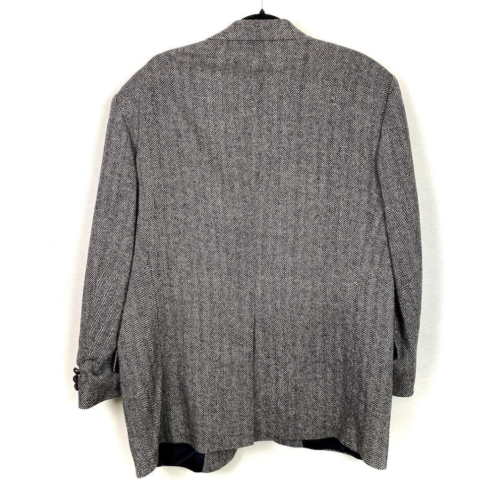 VTG Tweed Jacket 42R Gray Herringbone 100% Wool Lambswool Marled Luxury Blazer - Picture 4 of 6